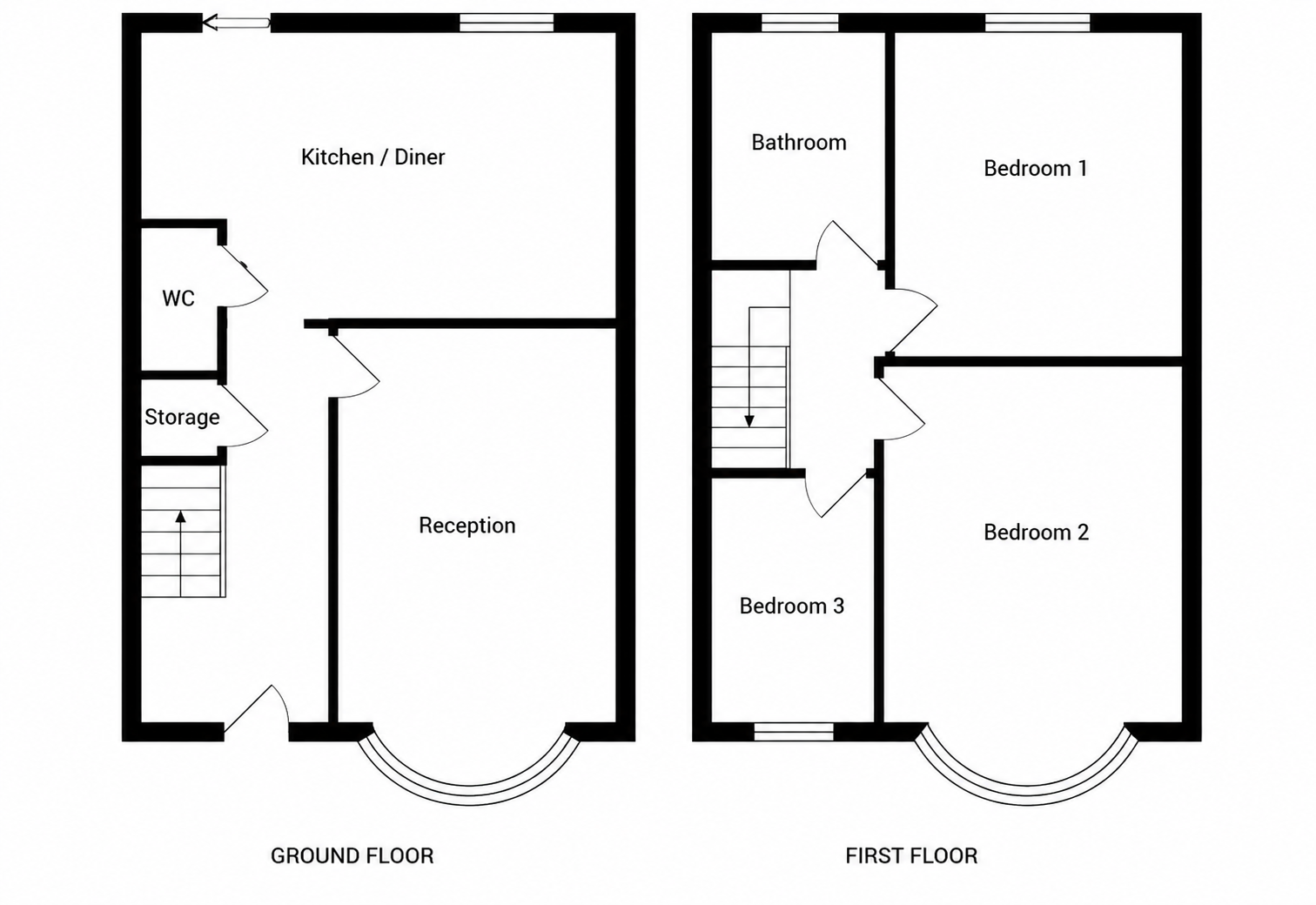 3 Bedroom 1930s Semi-Detached House Floorplan | MyFloorQuote