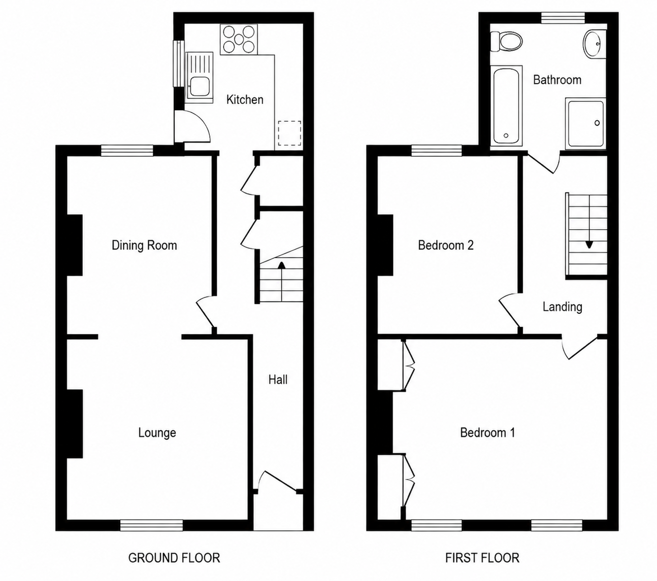 2 Bedroom 1950s House Floorplan | MyFloorQuote
