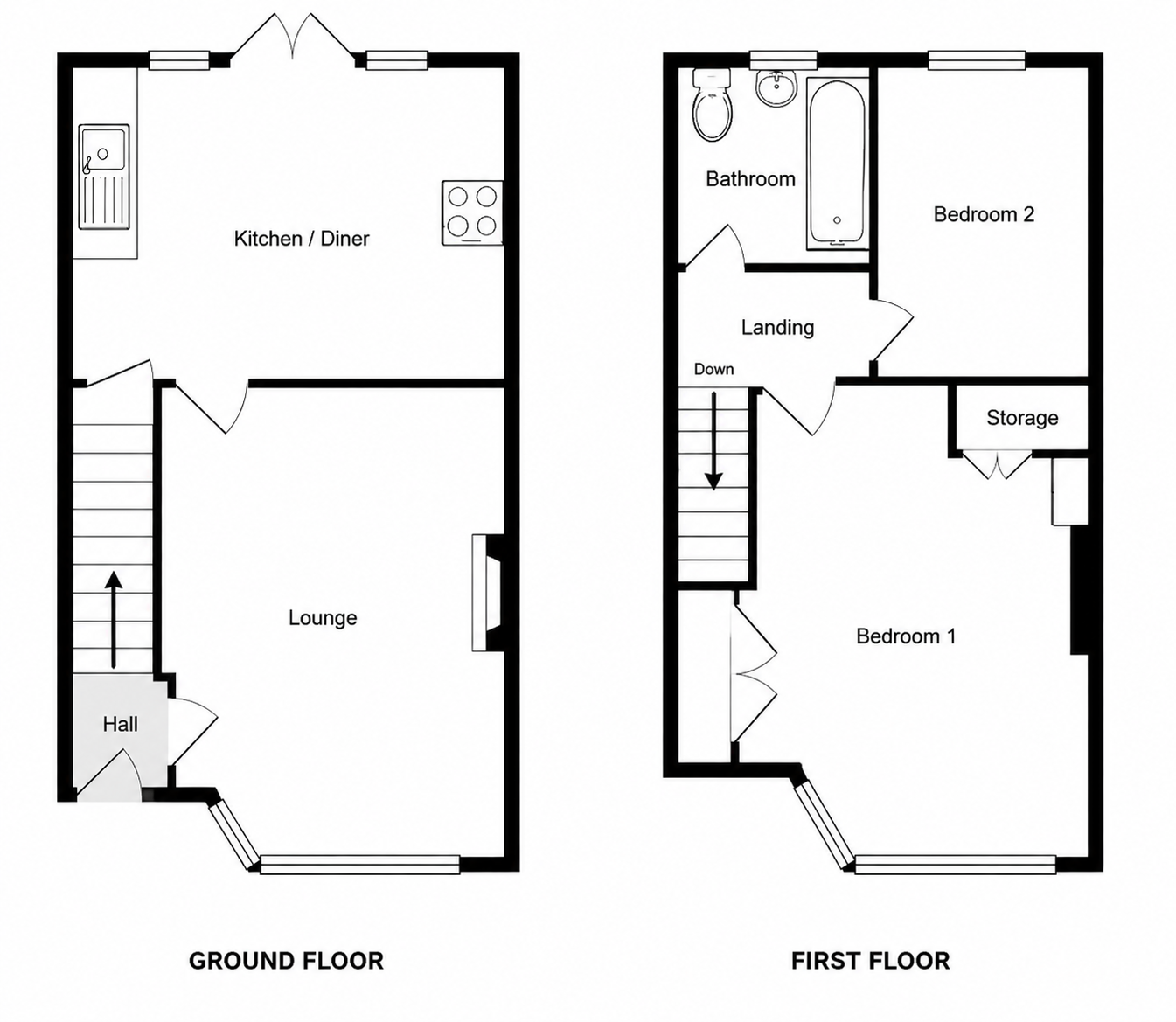 2 Bedroom 1980s House Floorplan | MyFloorQuote