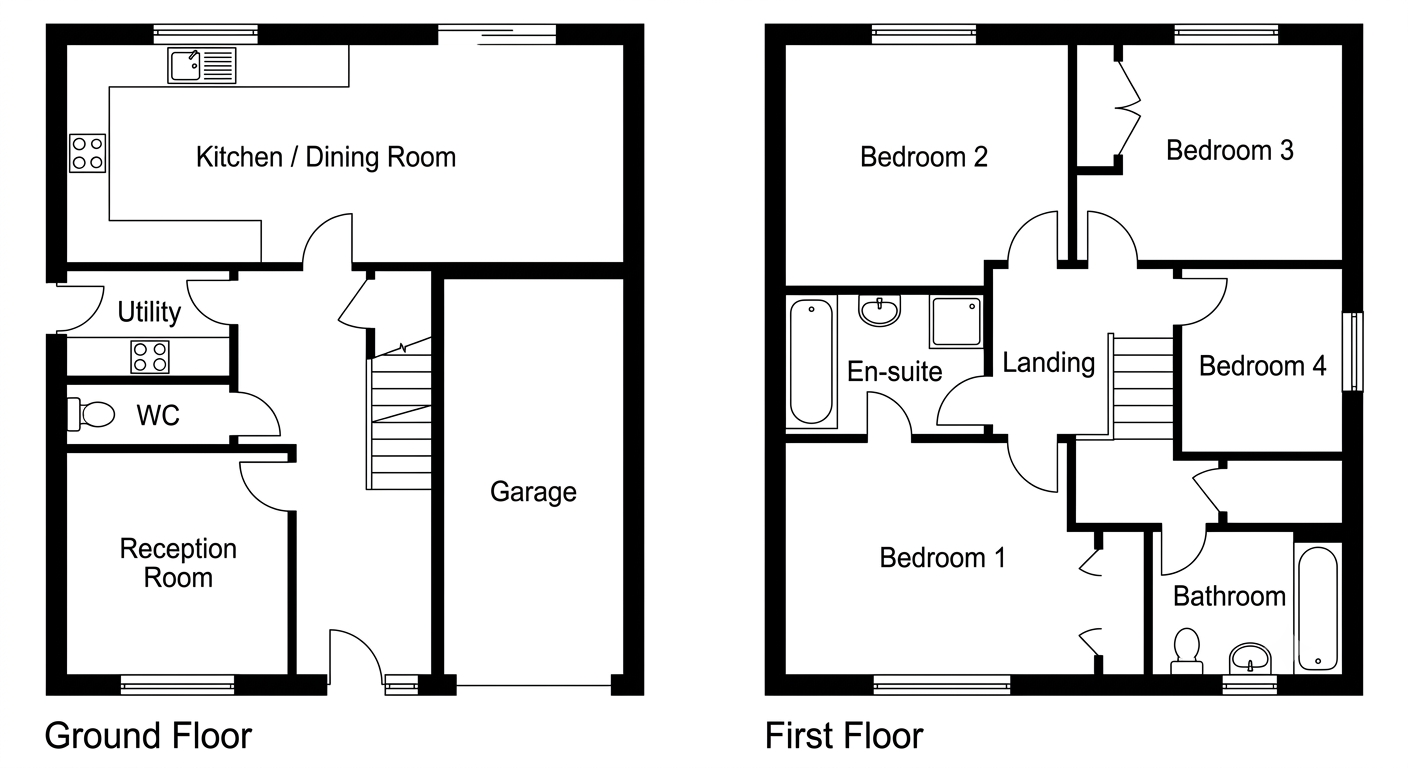4 Bedroom Modern House Floorplan | MyFloorQuote
