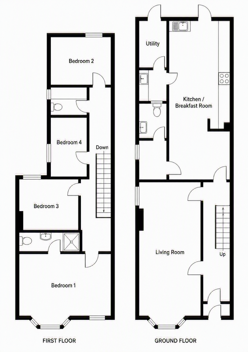 4 Bedroom Victorian House Floorplan | MyFloorQuote